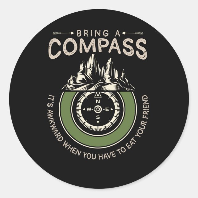 Sticker Rond Randonnée Aventure Humour extérieur Compass Joke H (Devant)