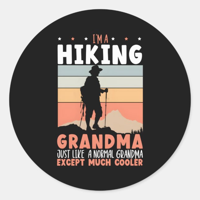Sticker Rond Randonnée Grand-mère de randonneur d'Escalades de  (Devant)