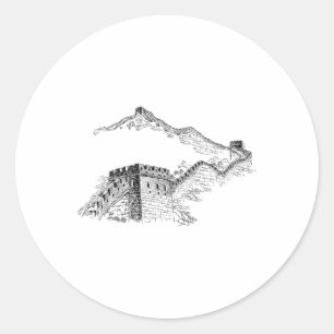 Sticker Rond Randonnée Grande Muraille Chine Explorer les plus