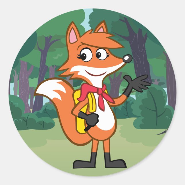 Sticker Rond Ranger Rick | Scarlett Fox Waving (Devant)