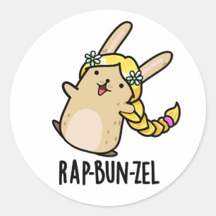 Sticker Rond Rap-bun-zel Funny Bunny Pun