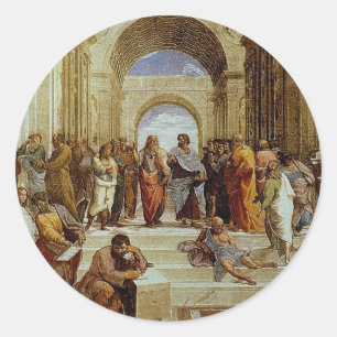 Sticker Rond Raphael's "The School of Athens" Détail vers 1511