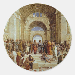 Sticker Rond Raphael's "The School of Athens" (vers 1511)
