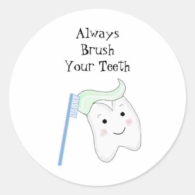 Sticker Rond Rappel de brossage des dents (Devant)