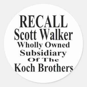 Sticker Rond Rappeler le gouverneur Scott Walker Corporate Mini