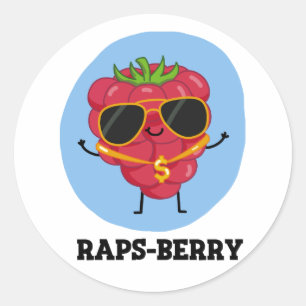 Sticker Rond Raps-berry Funny Rapper Raspberry Pun