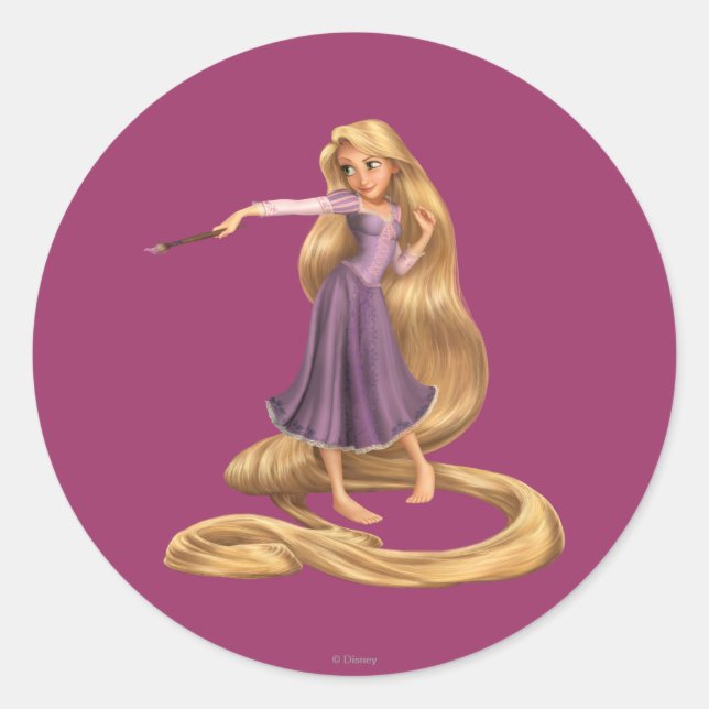 Sticker Rond Rapunzel avec pinceau 2 (Devant)