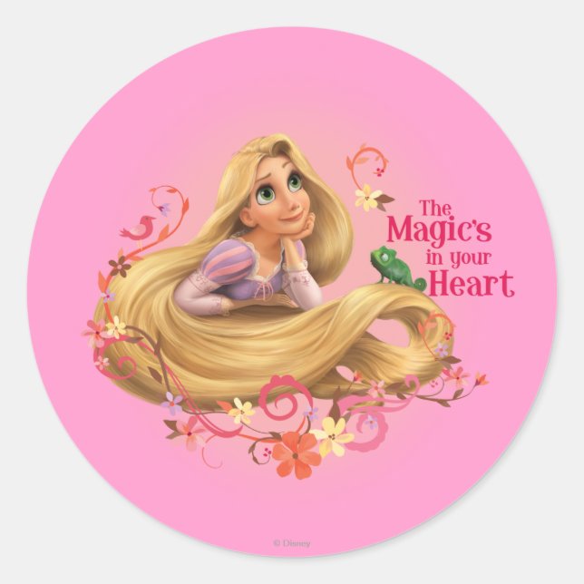 Sticker Rond Rapunzel - La magie est dans votre coeur (Devant)