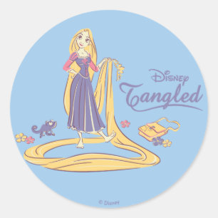 Sticker Rond Rapunzel & Pascal Purple Pastels