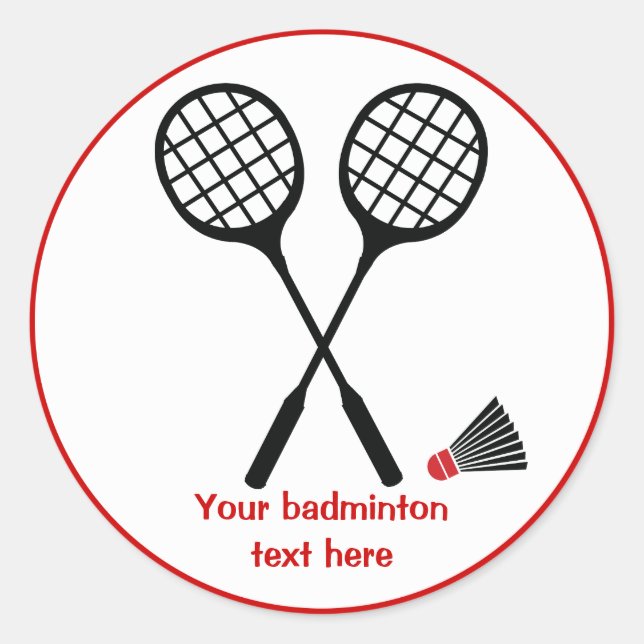 Sticker Rond Raquette de badminton et billetterie personnalisée (Devant)