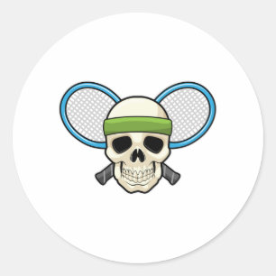 Sticker Rond Raquette de tennis de crâne