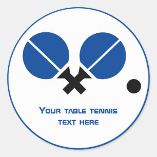 Sticker Rond Raquettes de ping-pong de ping-pong et bleu boule