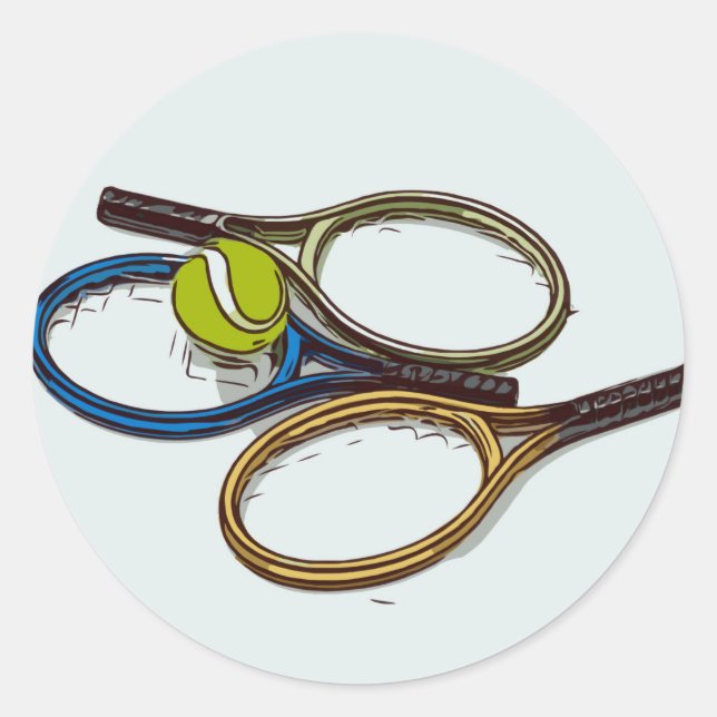 Sticker Rond Raquettes de tennis avec boule aquarelle (Devant)