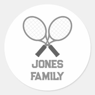 Sticker Rond Raquettes de tennis et nom Famille Réunion