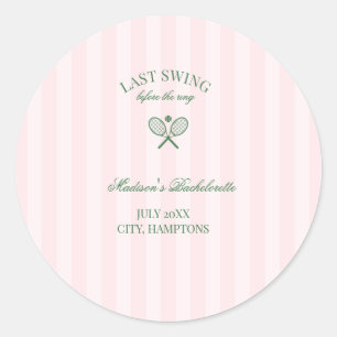 Sticker Rond Raquettes de tennis vertes Shower de mariage rayé 