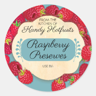 Sticker Rond Raspberry raspberries jam jelly preserves canning