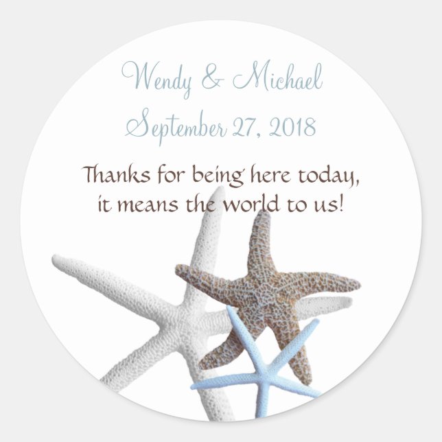 Sticker Rond Rassemblement de Starfish Rond Mariage Favoriser l (Devant)