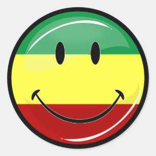 Sticker Rond Rasta de sourire brillant colore le drapeau