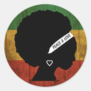 Sticker Rond Rasta Femme Paix & Amour