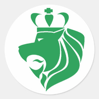 Sticker Rond Rasta Reggae Crowned Lion Green