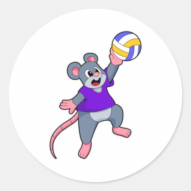 Sticker Rond Rat au Volleyball Sports (Devant)
