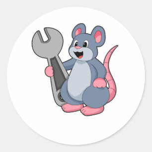 Sticker Rond Rat comme mécanique avec clé