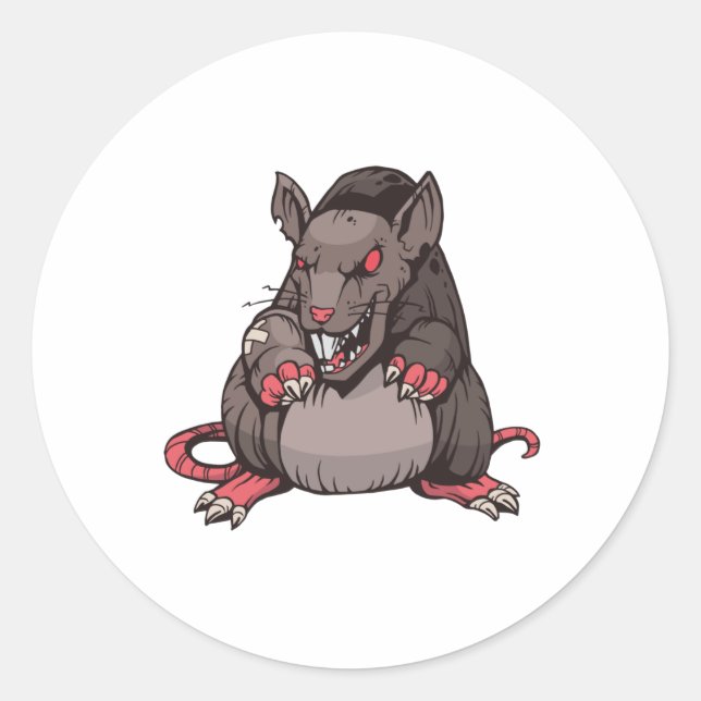Sticker Rond Rat en colère foncé (Devant)