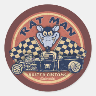 Sticker Rond Rat Man - Douanes rouillées