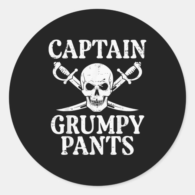 Sticker Rond Rate Captain Mpy Pants Funny Humor Quote Men Women (Devant)