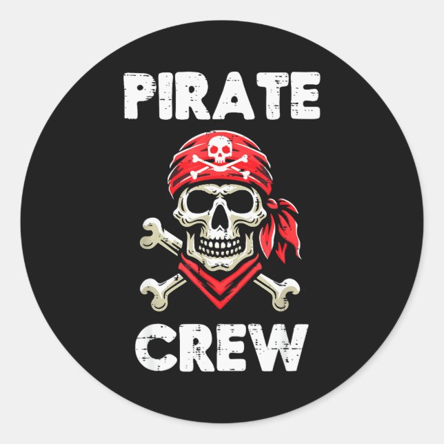 Sticker Rond Rate Crew Skull Crossbones Funny Matching Men Wome (Devant)