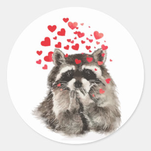 Sticker Rond Raton laveur envoyant des baisers Amusant Art anim