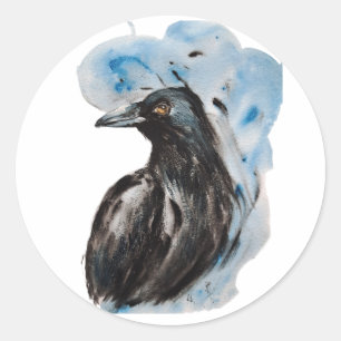Sticker Rond Raven Magie Harmonie Totem Harmonie Aquarelle Myst