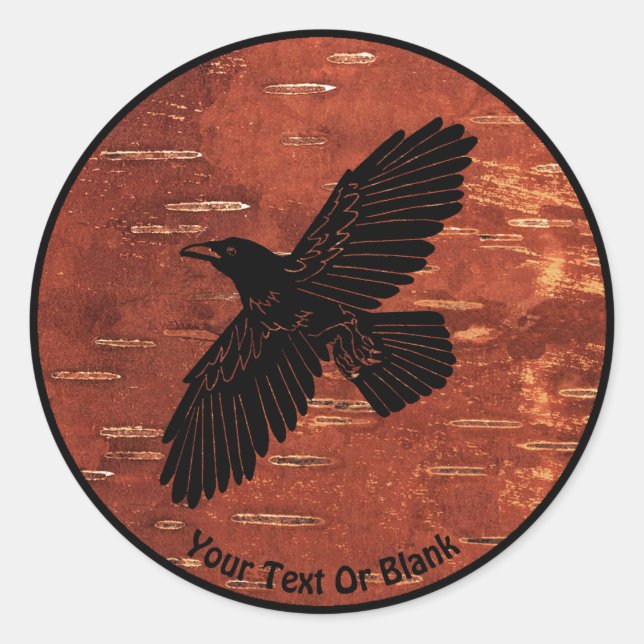 Sticker Rond Raven On Inner Birch Bark (Devant)