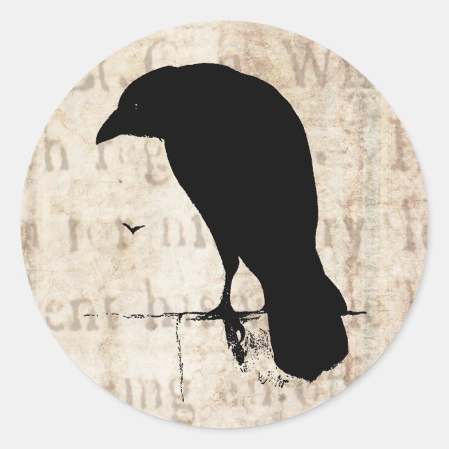 Sticker Rond Raven Silhouette (Devant)