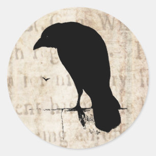 Sticker Rond Raven Silhouette
