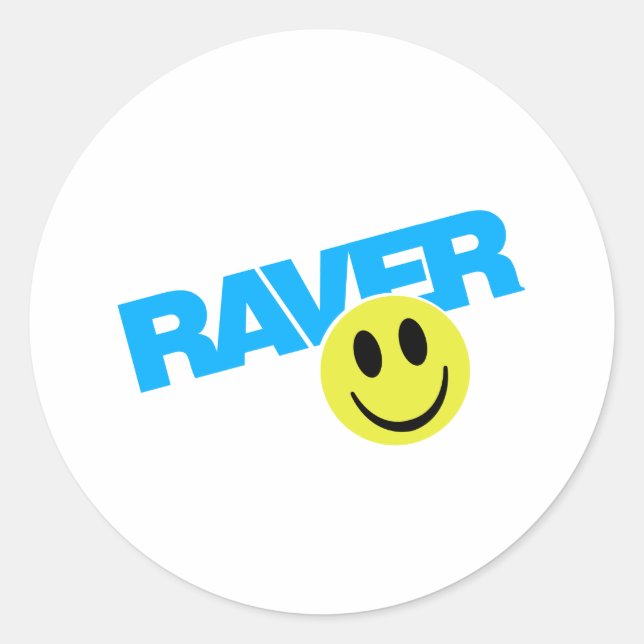 Sticker Rond Raver - Raver Music DJ Clubbing Rave (Devant)