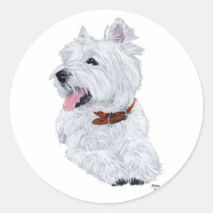 Sticker Rond Ravi West Highland White Terrier