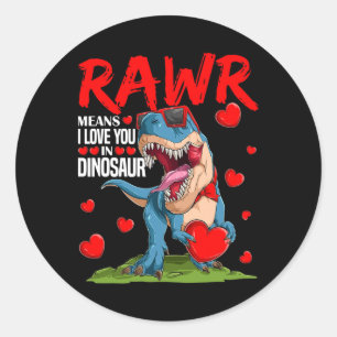 Sticker Rond Rawr Signifie Je T'aime En Saint-Valentin Amoureux