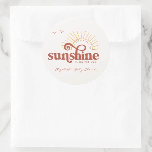 Sticker Rond Ray of Sunshine | Baby shower Boho (Sac)