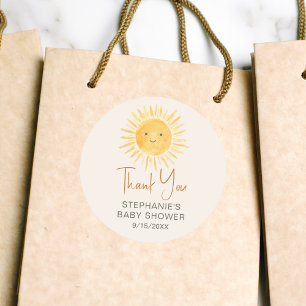Sticker Rond Ray Of Sunshine Baby shower Merci