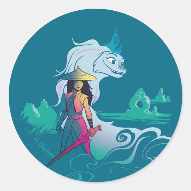 Sticker Rond Raya et la Dernière Pop de couleur Dragon (Devant)