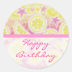 Sticker Rond Rayure ronde de limonade d'autocollant rose de
