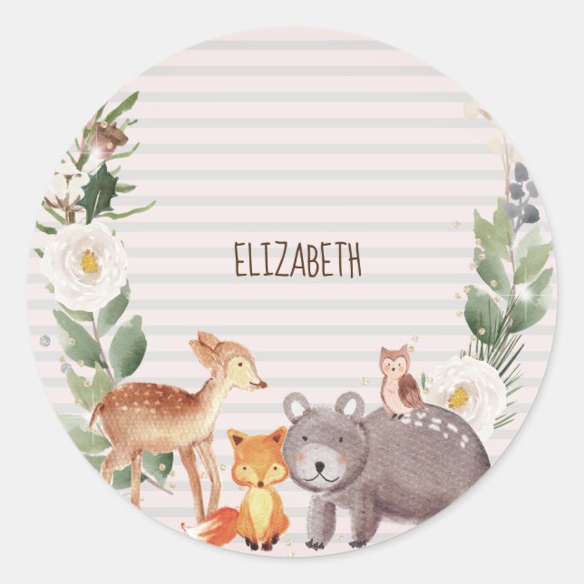 Sticker Rond Rayures d'animaux des bois (Devant)