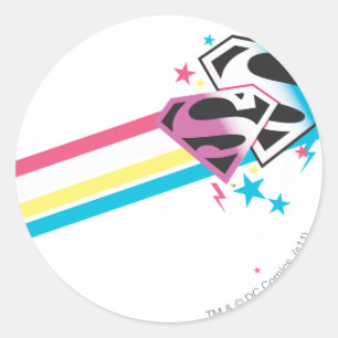 Sticker Rond Rayures d'arc-en-ciel de Supergirl