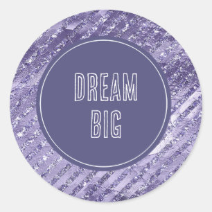 Sticker Rond Rayures de Parties scintillant violet de glam de f