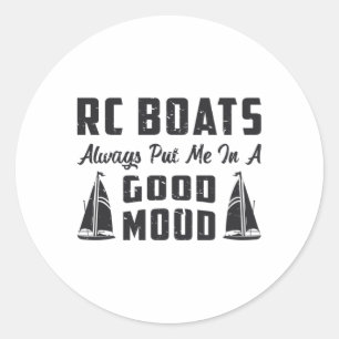 Sticker Rond RC Boat Me Placer De Bonne Humeur Radio Modèle RC 