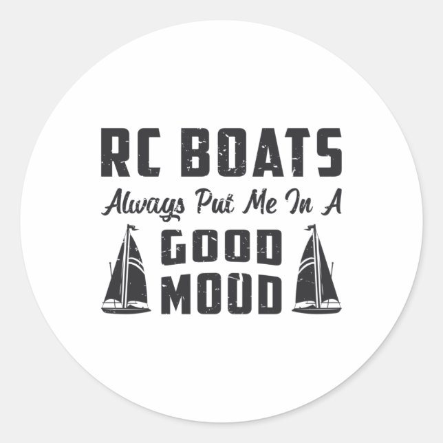 Sticker Rond RC Boat Me Placer De Bonne Humeur Radio Modèle RC  (Devant)