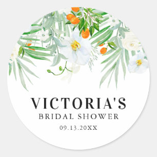 Sticker Rond Réunion de mariage aux orchidées à l'aquarelle 