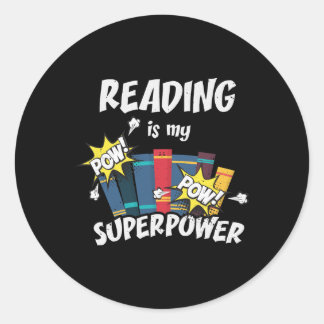 Sticker Rond Reading Is My Superpower Book Bookworm