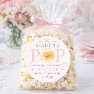 Sticker Rond Ready to Pop Baby Shower Popcorn Bag 